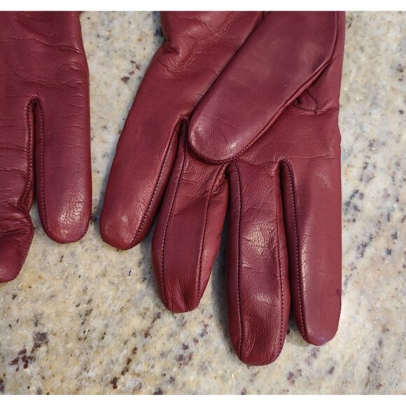 New! Brooks Brothers Womens Size M 7 Red Soft Leather 10" Gloves Cashmere Lined - Picture 7 of 16
